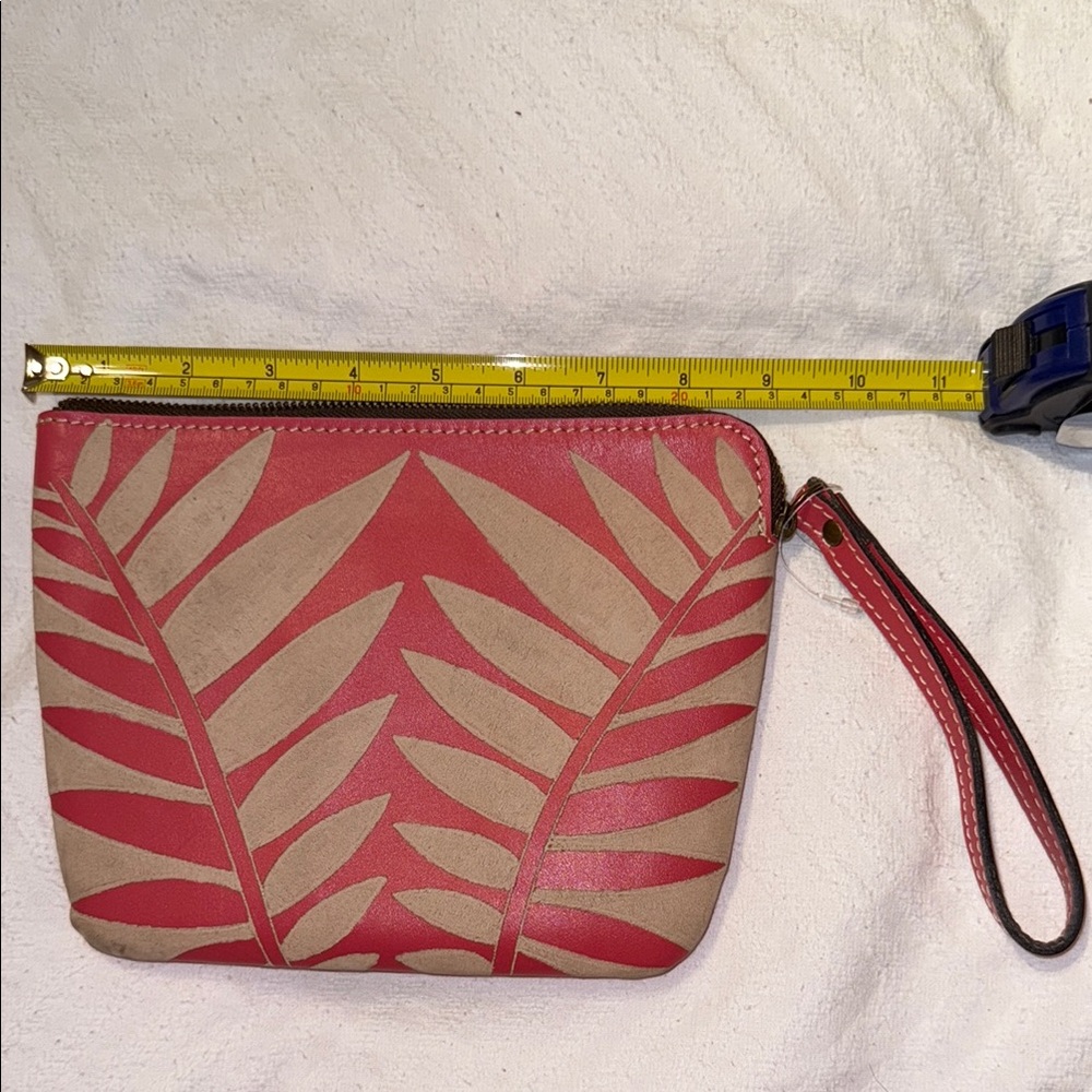 Stylish Pink and Tan Women's Leather Wristlet